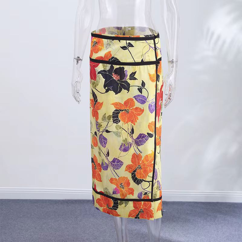 Jupe midi élégante à imprimé floral pour femme