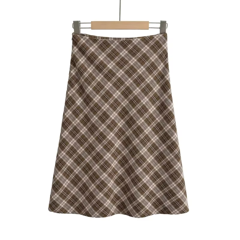 Jupe mi-longue Julia Kiss à carreaux pour femmes, style sirène, polyester, haute couture, printemps été, occasions spéciales
