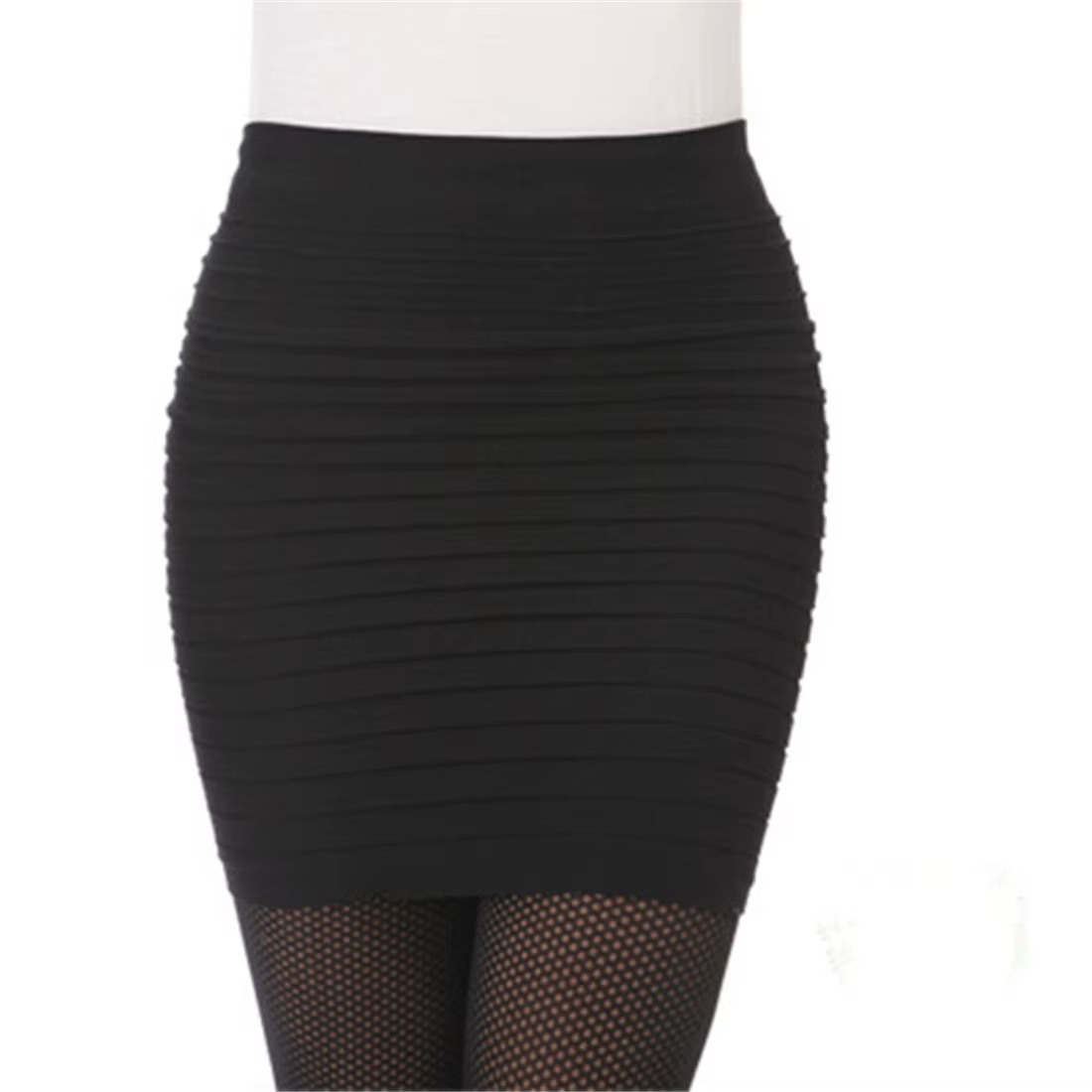 Jupe plissée élastique taille haute pour femme