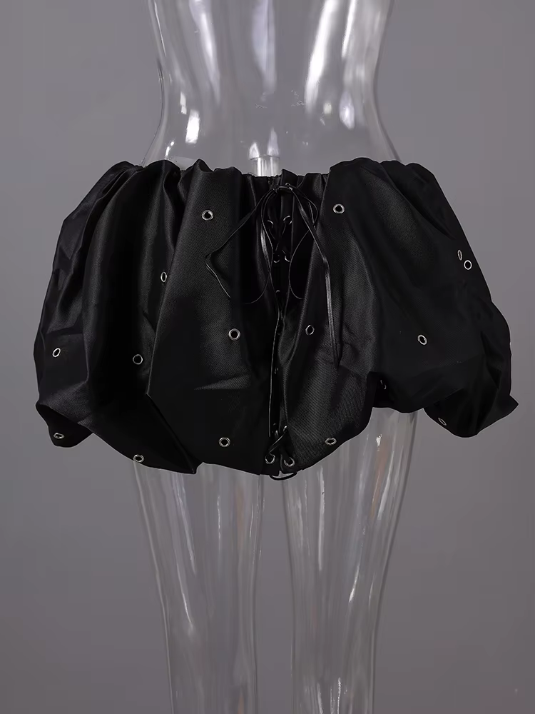 DEAT mode oeil de poulet à lacets jupe femmes élastique taille haute épicé fille moelleux Mini jupes été nouvelle marée