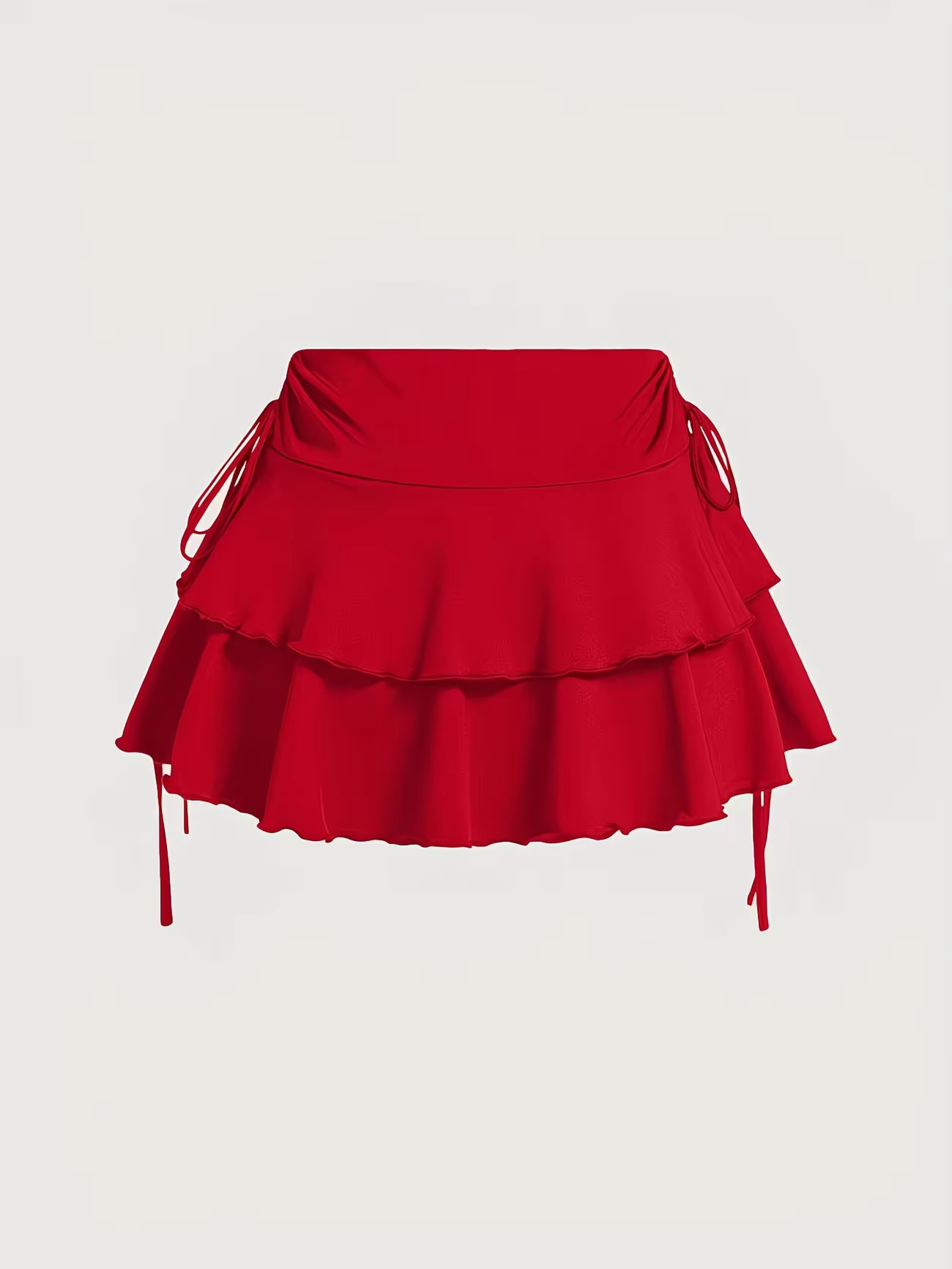 Jupe courte décontractée à volants pour femme - Jupe-short évasée à cordon de serrage latéral multi-occasions pour