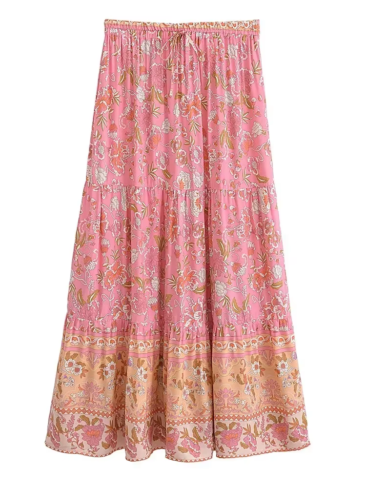 Jupe de plage bohème à imprimé floral pour femme