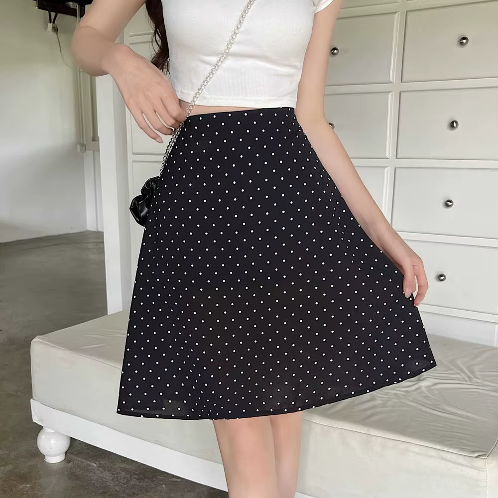 Jupe rouge chic élégante coréenne pour femmes été soirée polyestère empire cut loose fit