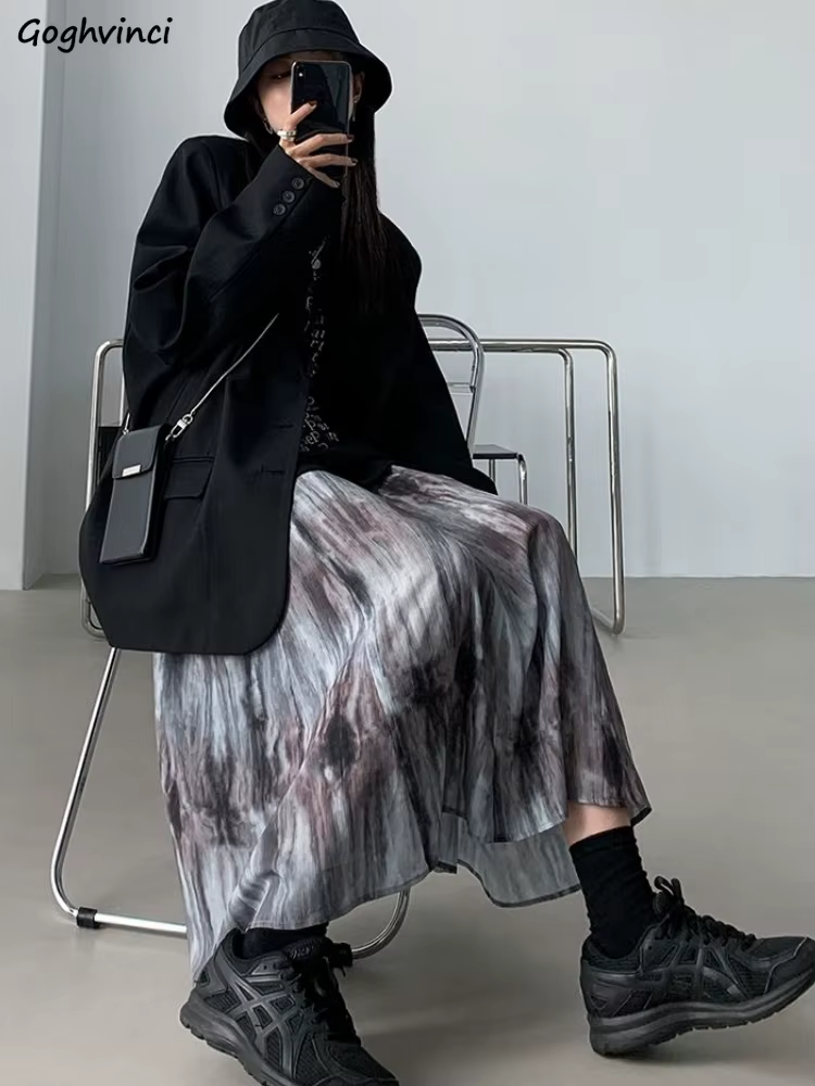 Tie Dye jupes femmes Design S-4XL personnalité ample populaire été Midi Faldas loisirs quotidien Style coréen plissé Hipster rétro