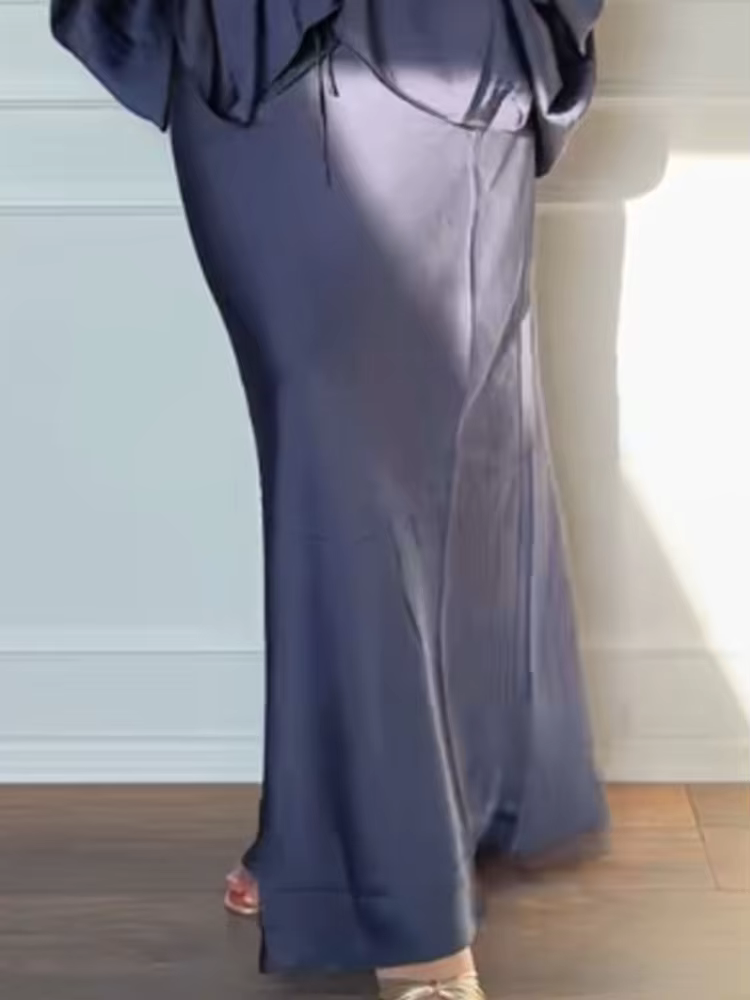 Ensembles de jupes pour femmes : Hauts amples à col en V et manches lanternes avec lacets