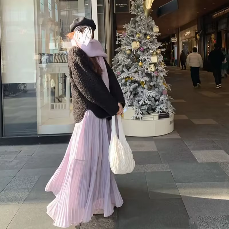 Jupe midi élégante violette à ourlet asymétrique pour femme