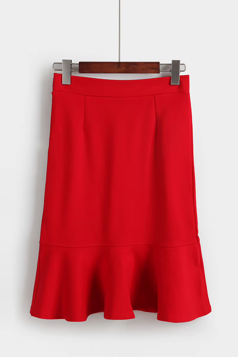 Jupes de bureau style sirène à volants pour femmes, jupe crayon