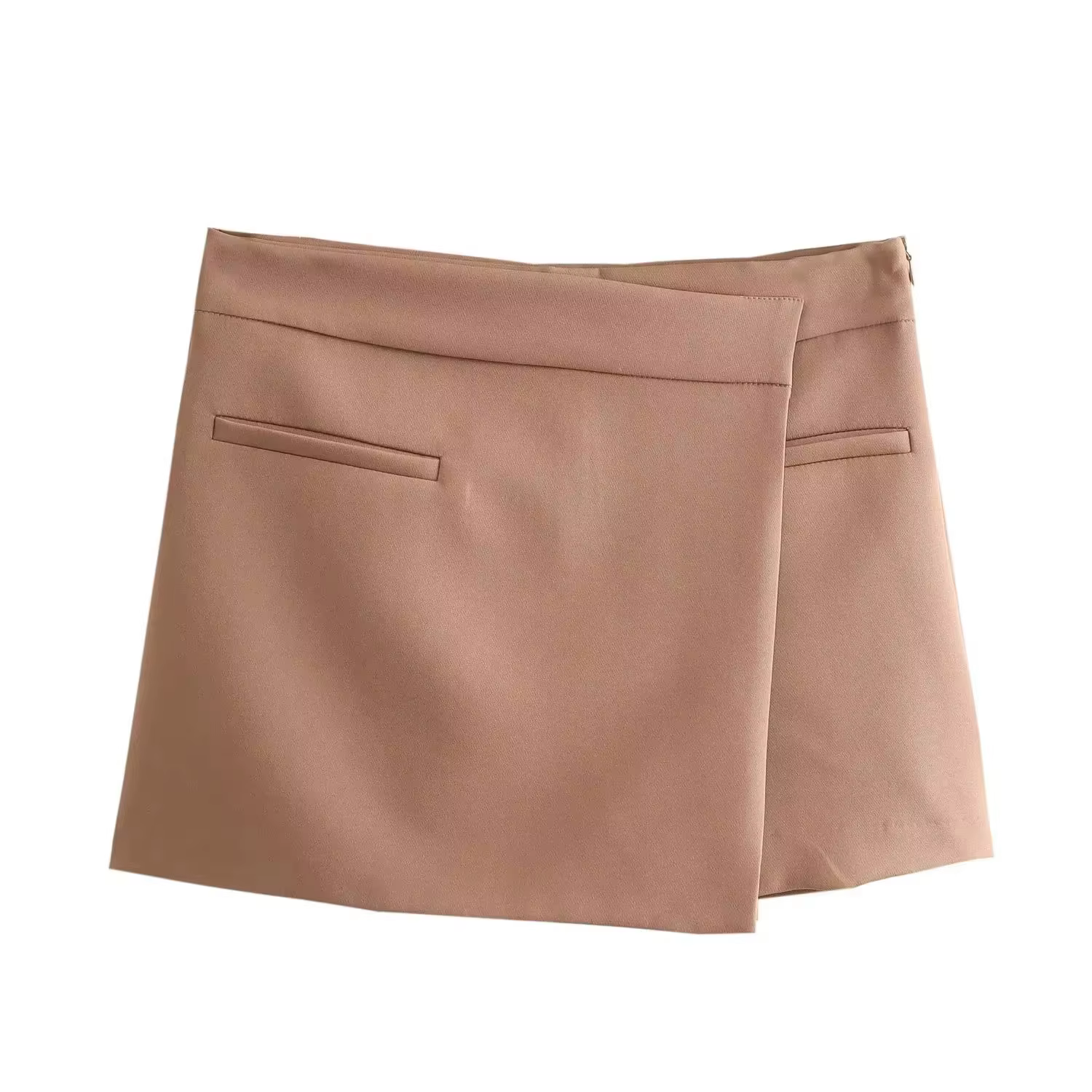 Mini-jupe short asymétrique taille haute pour femme avec fermeture éclair latérale – Élégante et chic pour l'été