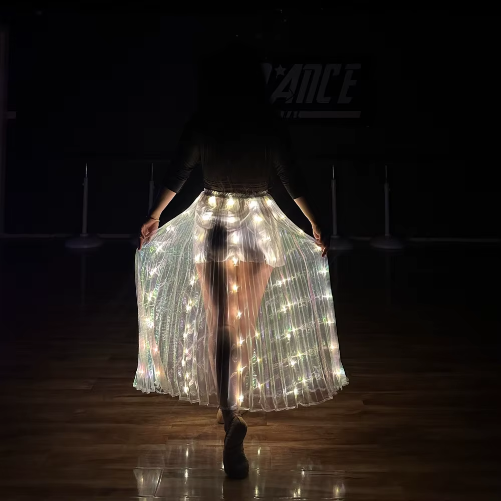 Jupe LED Ruoru pour Femmes Danse du Ventre Accessoires Carnaval Festival Rave Occasionnels Blanc Beige Bleu Rouge Violet