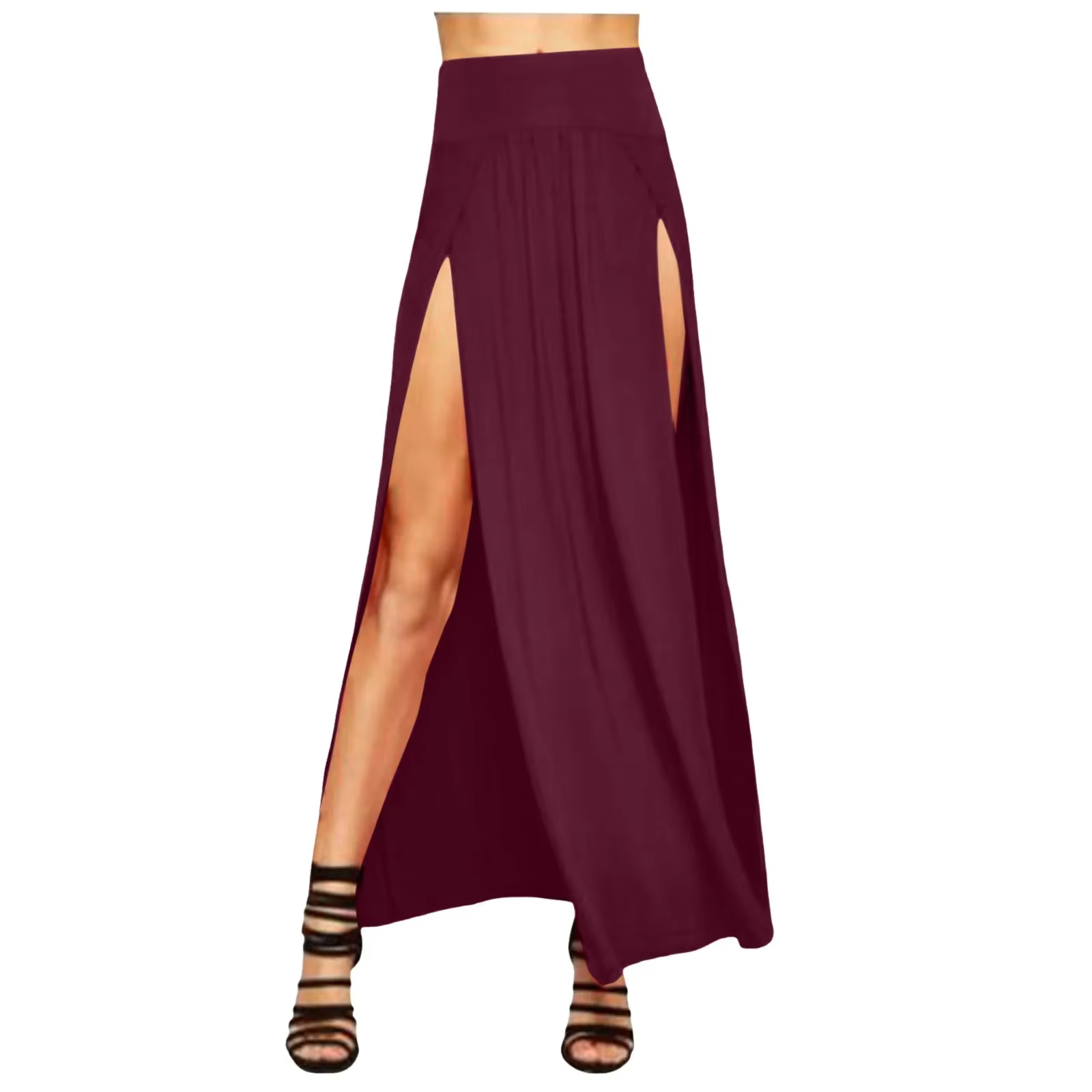 Jupe Double Fente Maxi Pour Femmes Polyester Chlore Élégante Polyvalente Occasions Spéciales Soirées Familiales Casual Sophistiqué