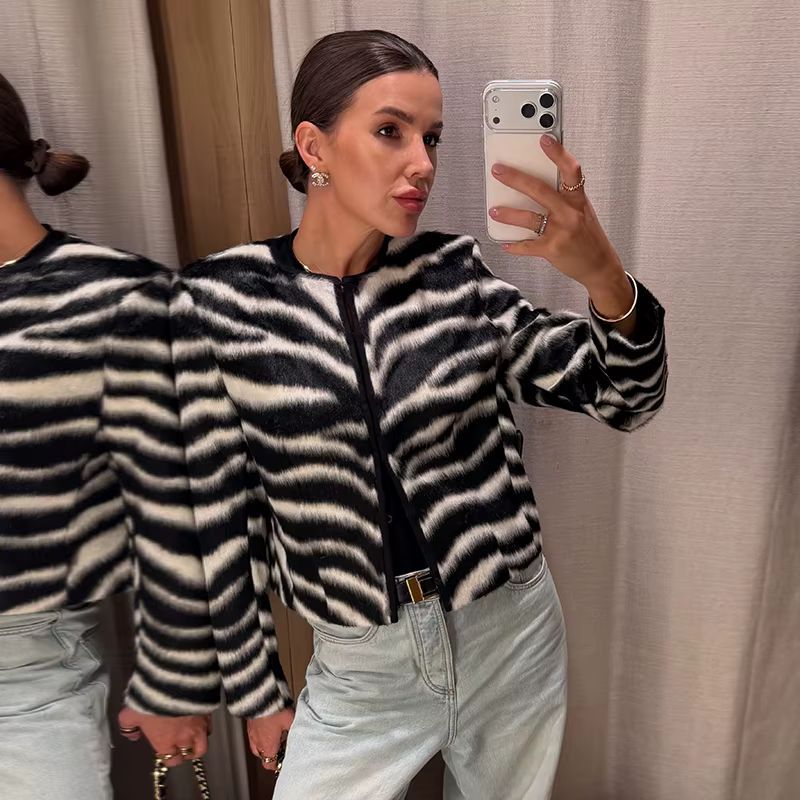 Jupe élégante à imprimé zèbre pour femmes, jupe midi droite vintage d'automne, nouvelle mode pour femmes, vêtements décontractés de rue 2026