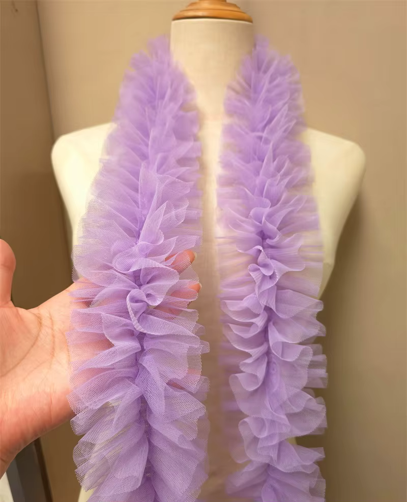 Jupe évasée en gaze double couche prune violette avec volants et ourlet effiloché pour femmes, élégante et romantique pour occasions spéciales