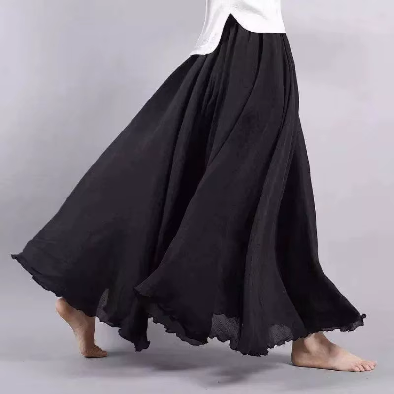 Jupe longue double couche en coton
