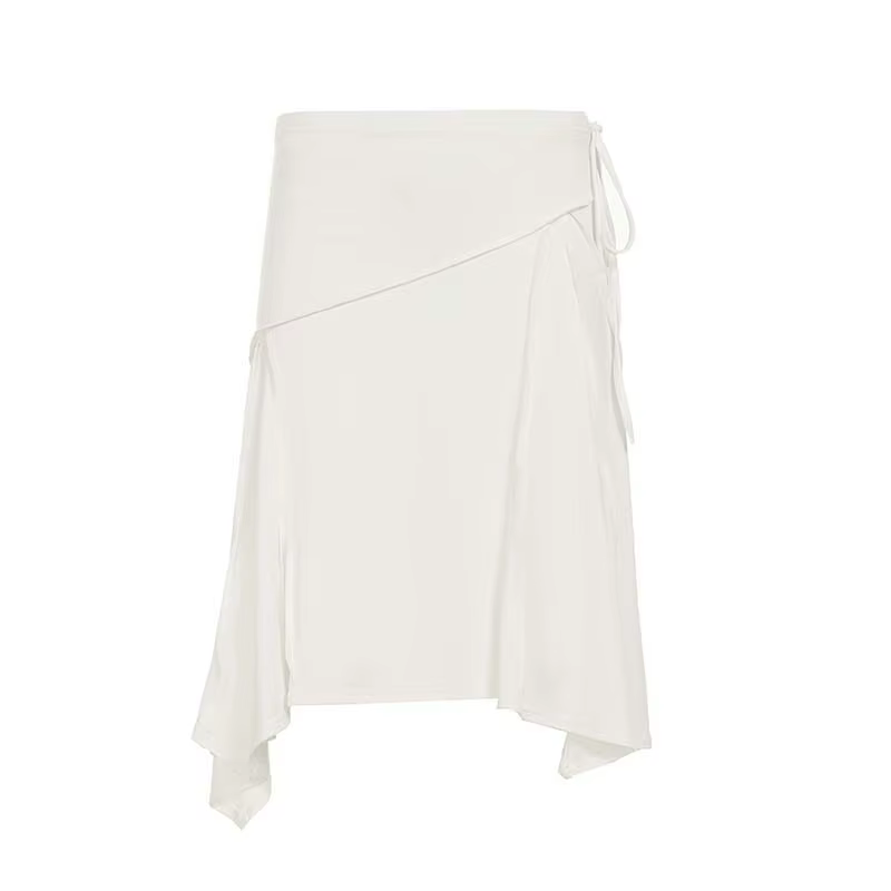 PixieKiki – jupes mi-longues élégantes et irrégulières pour femmes, jupe blanche fluide à taille basse, P77-CG28