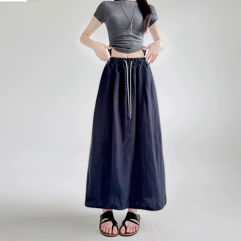 Nouvelles jupes longues décontractées japonaises en coton et lin pour femme