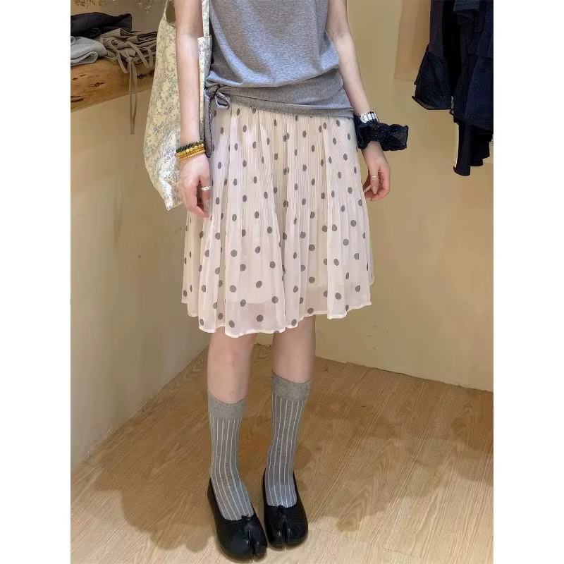 Jupe plissée à pois pour femme