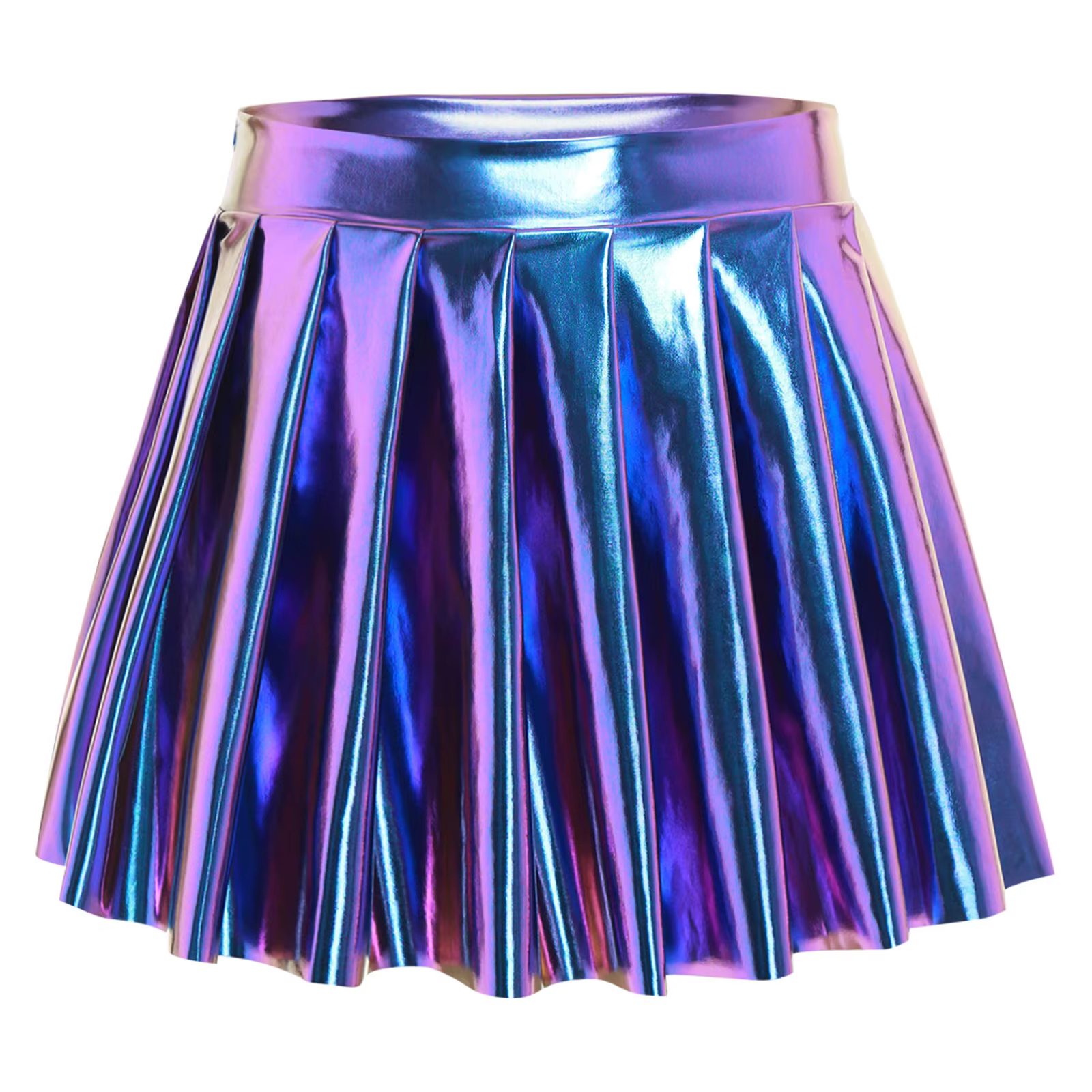 Mini jupe courte plissée métallique brillante pour femmes