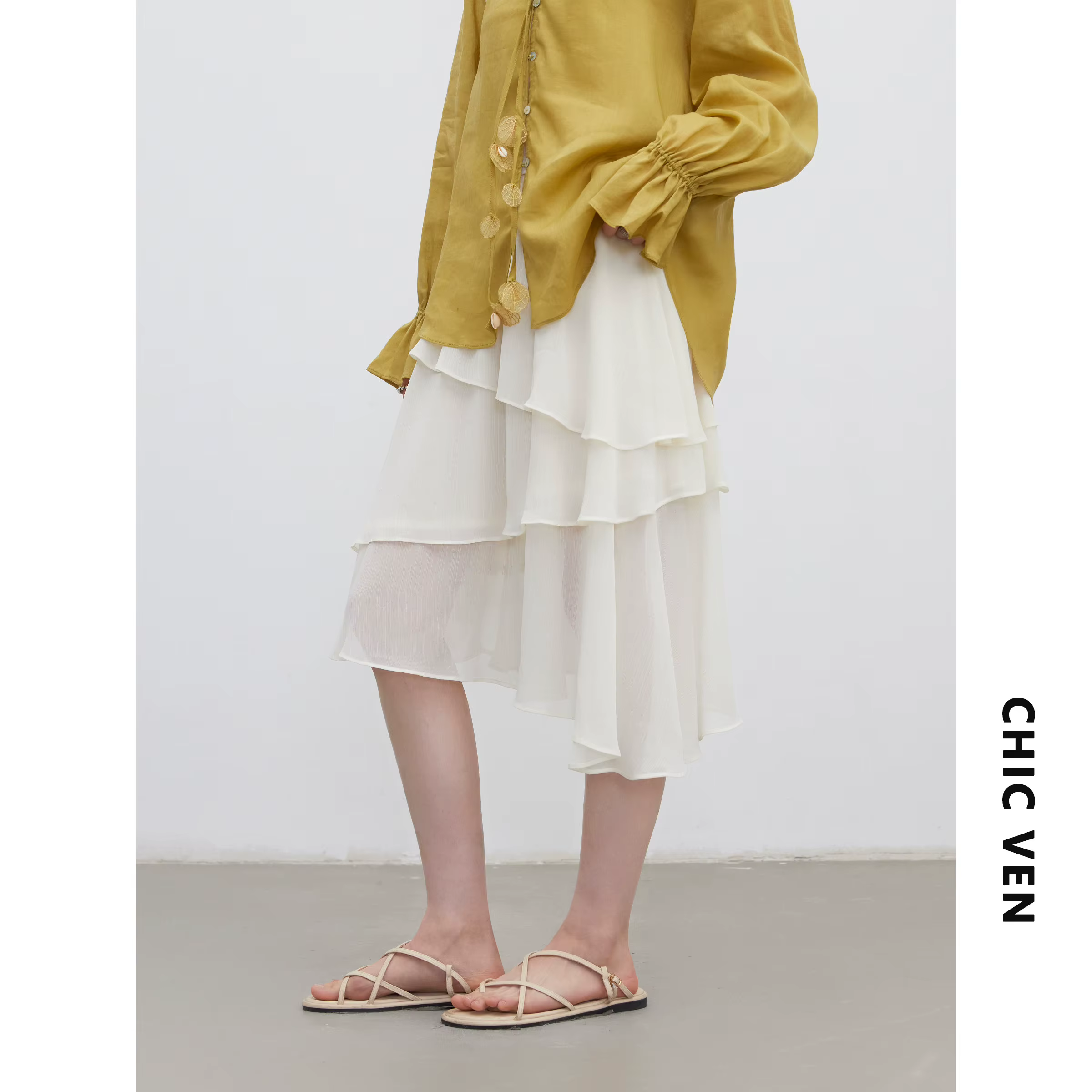 CHIC VEN Nouvelle Jupe Femme Design Innovant Taille Élastique