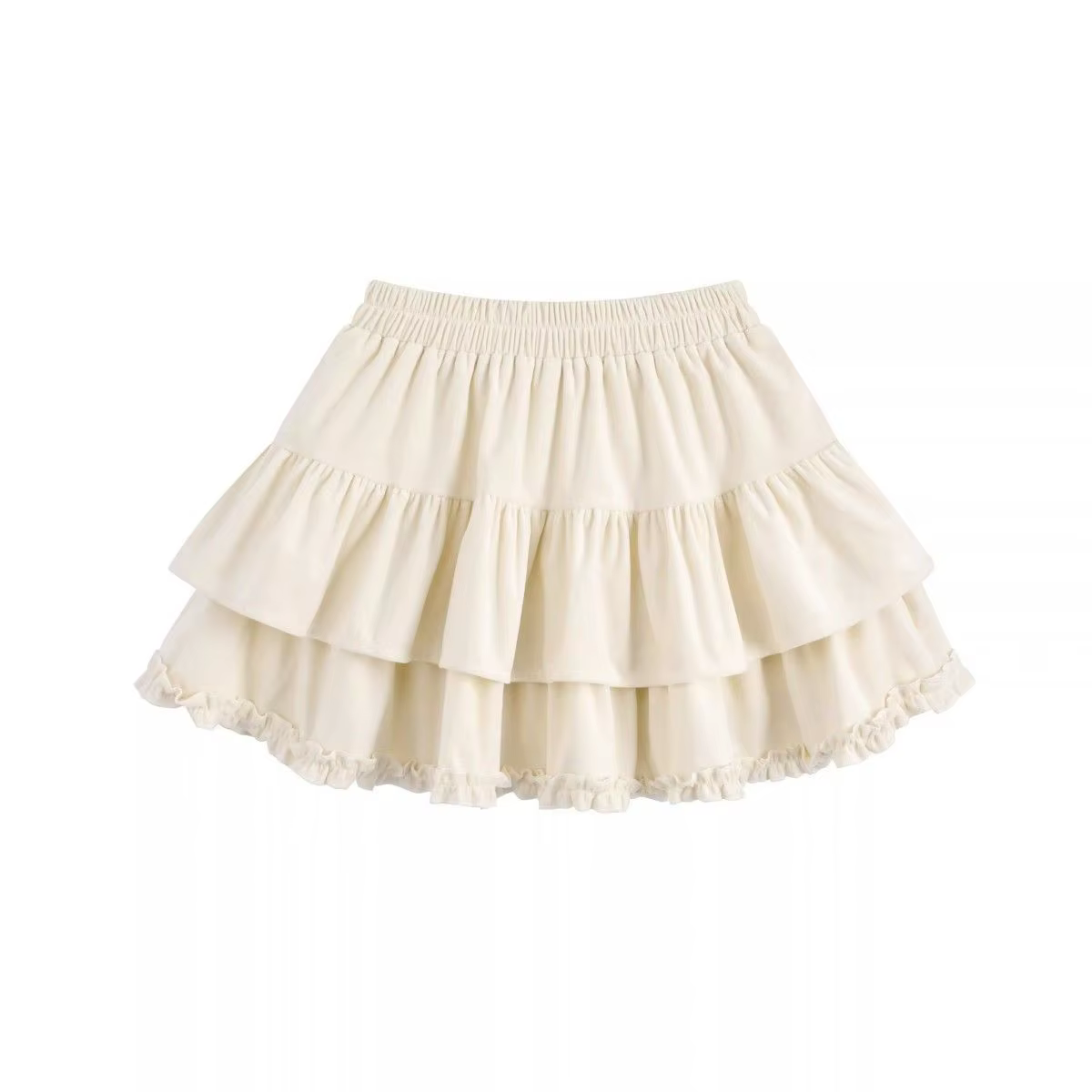 Jupe mi-longue style gâteau à ourlet à volants pour filles