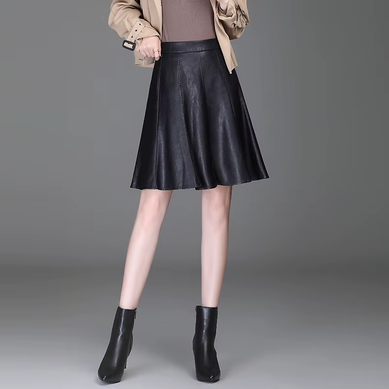 ZUZK femmes Pu cuir jupe courte printemps automne dame taille haute tout-Match