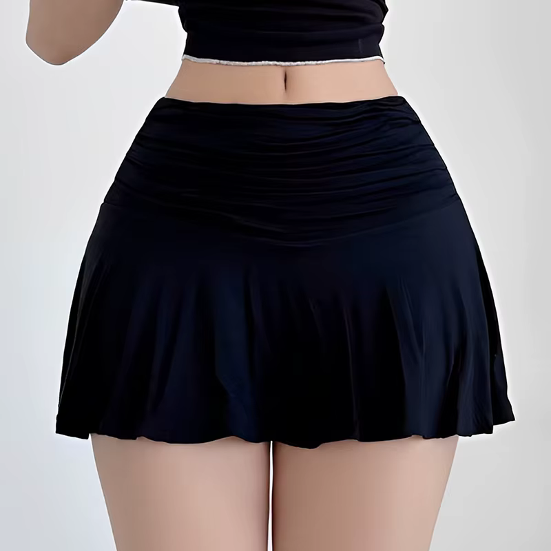 Jupe trapèze plissée polyester pour filles junior style bohème pantalon de sécurité jupe courte taille basse été occasions spéciales