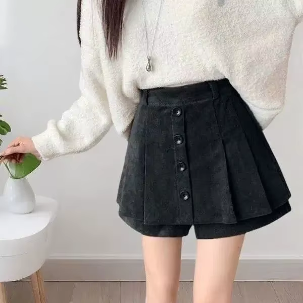 Jupe pantalon en velours côtelé pour femmes