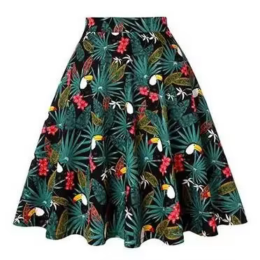 Petit rouge à pois coton femmes Sexy Midi jupe d'été Pin Up taille haute rétro Vintage Rockabilly 50s
