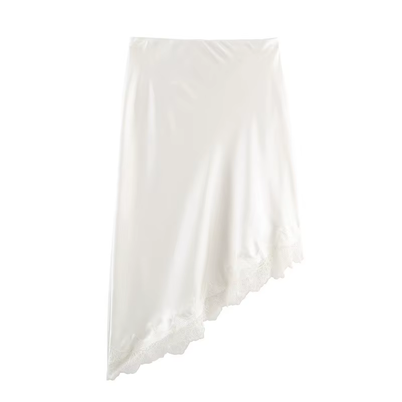 Jupe en satin et dentelle pour femme