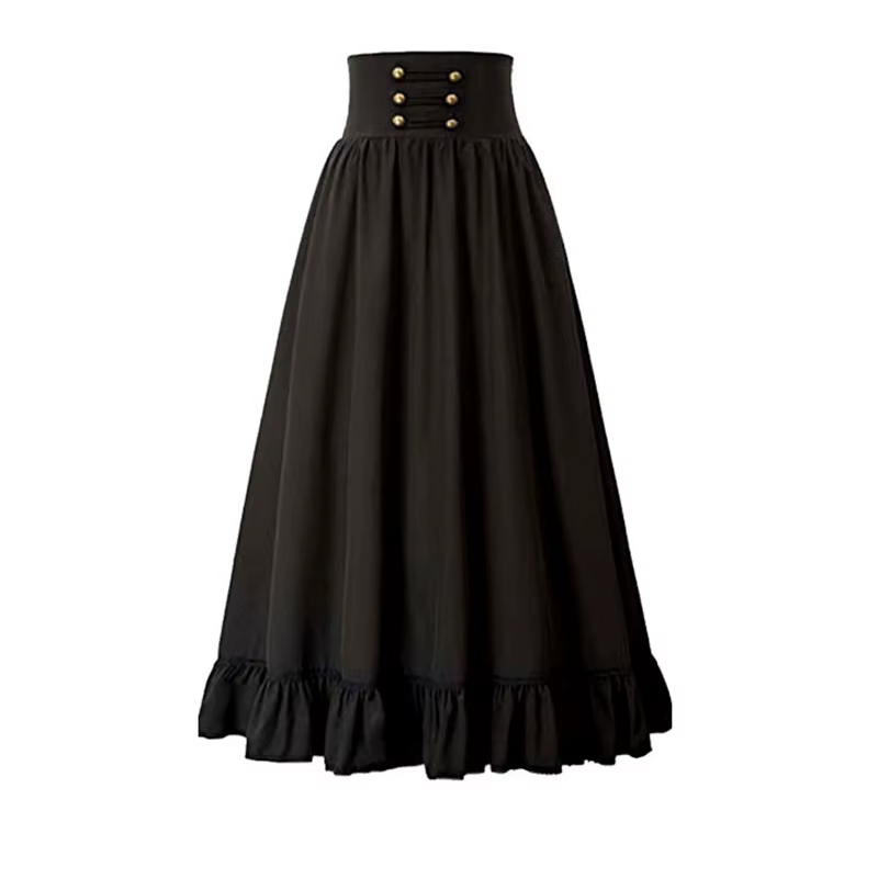 Femmes Maxi jupe Vintage été taille haute une ligne victorienne