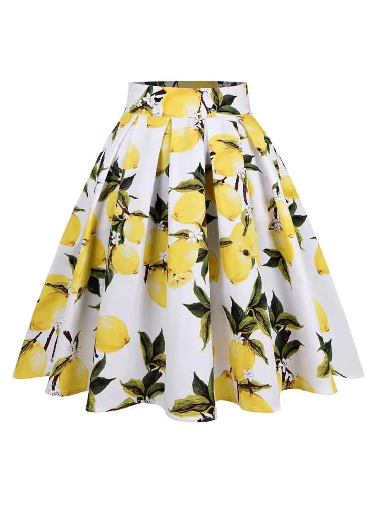 2025 été français taille haute jupes plissées bleu 50s Vintage décontracté danse fête jupe Sexy mignon Midi citron patineuse femmes vêtements