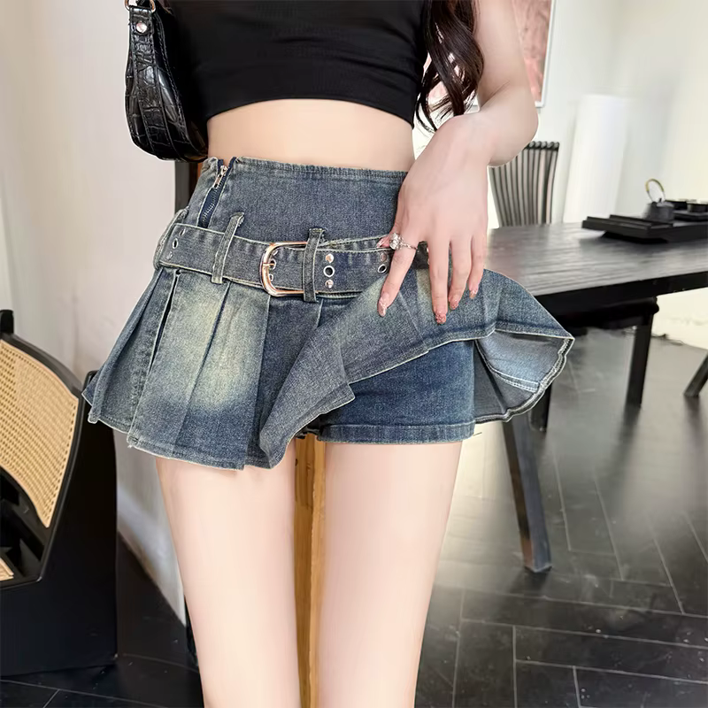 Sweet Sxey Denim gâteau jupe femmes rétro taille haute une ligne Mini jupe femme mode coréenne décontracté Streetwear jupe plissée Y2K