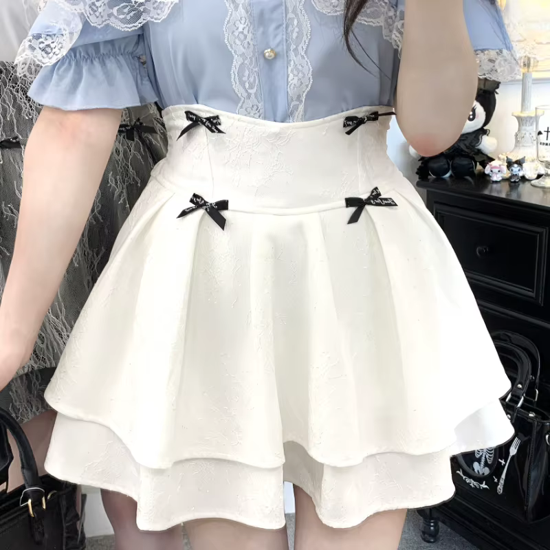Japonais dentelle arc gonflé jupe courte lycée