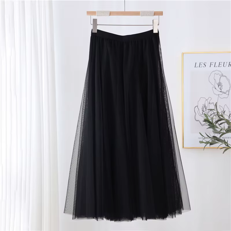 Jupe longue évasée plissée taille haute pour femme