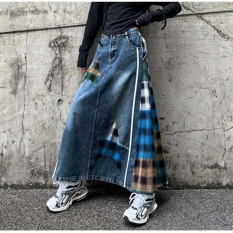 Haute couture Denim jupe femmes élastique taille