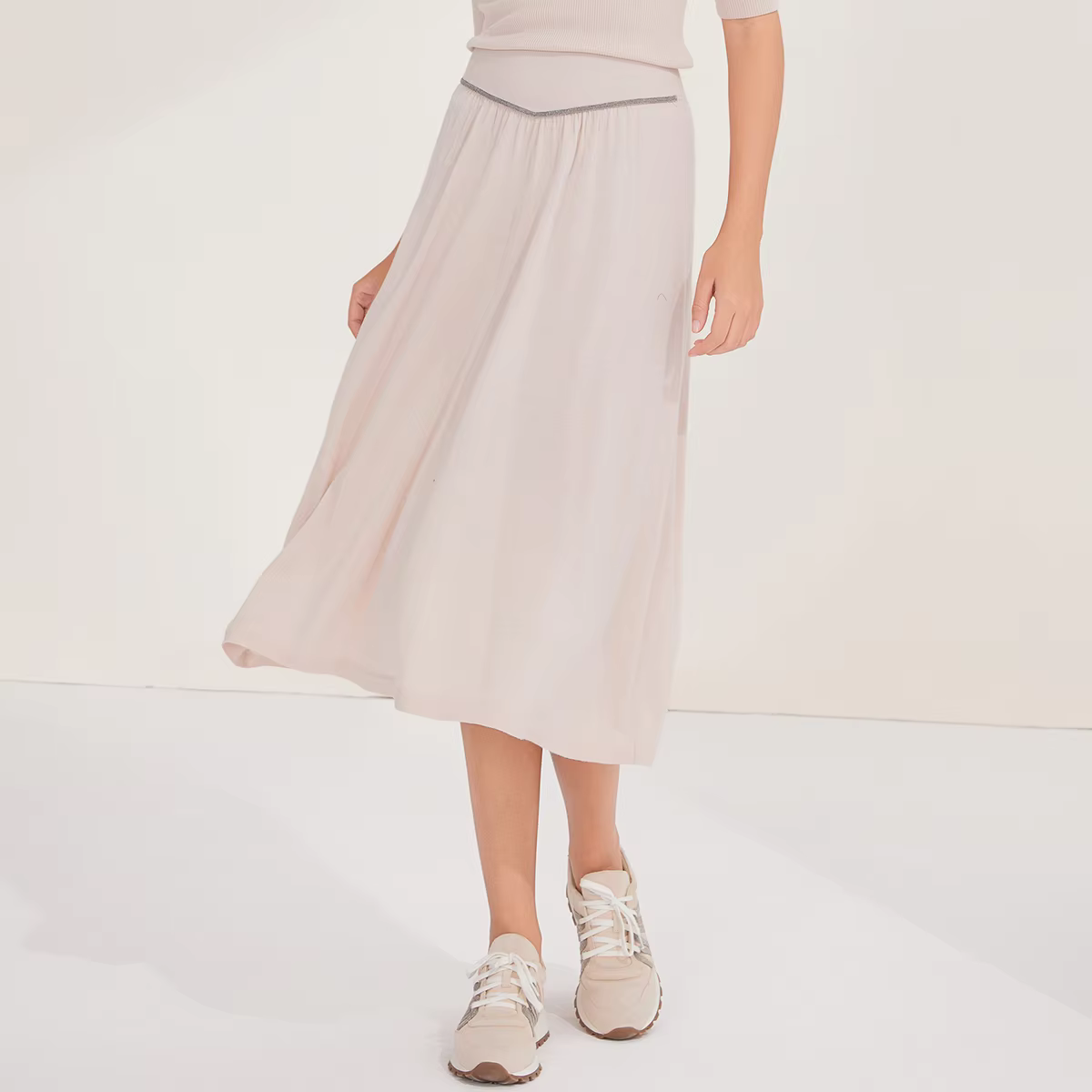 Femmes 100% laine jupe fluide ceinture élastique décontracté a-ligne Style