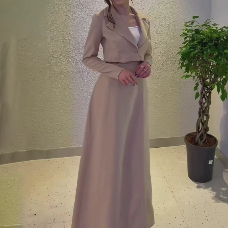 Femmes jupe costume musulman 2 pièces ensembles haut jupes longues tenues vague point imprimé 2025 automne marocain dubaï Islam Ensemble Ramadan