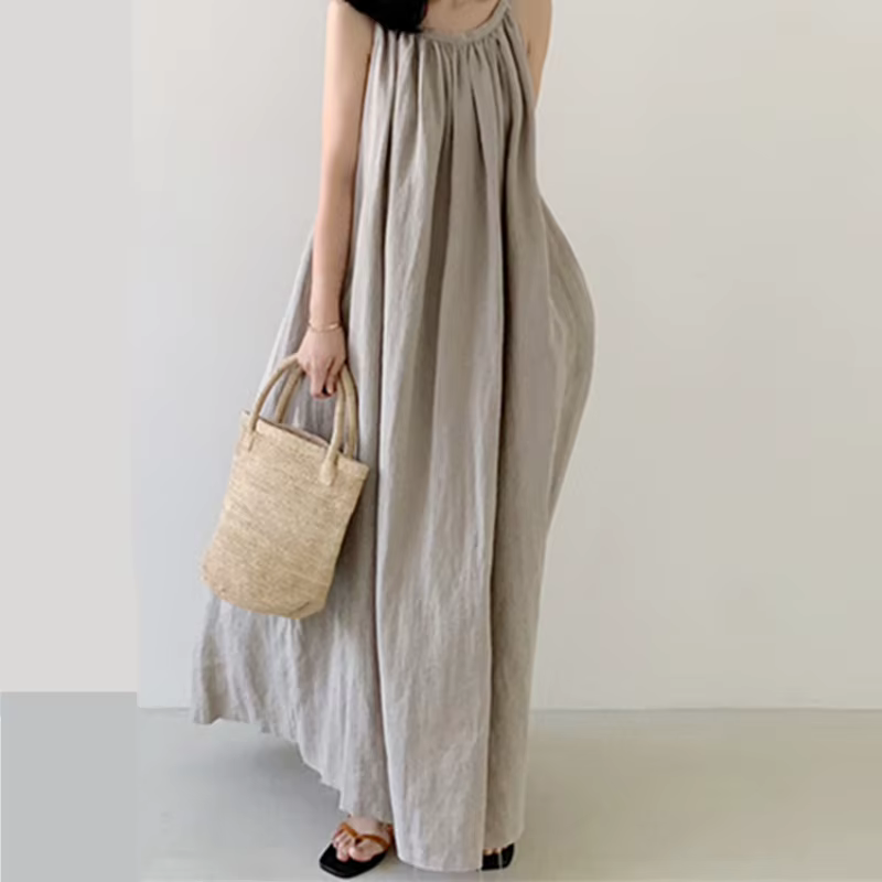 Robe Longue en Coton et Lin Précieux pour Femme