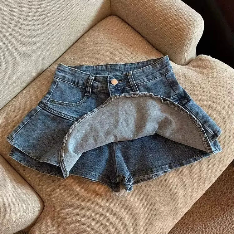 Jupe taille haute Sweetdenim en denim pour femmes, courte, décontractée, printemps, confortable, silhouette flatteuse, occasions variées