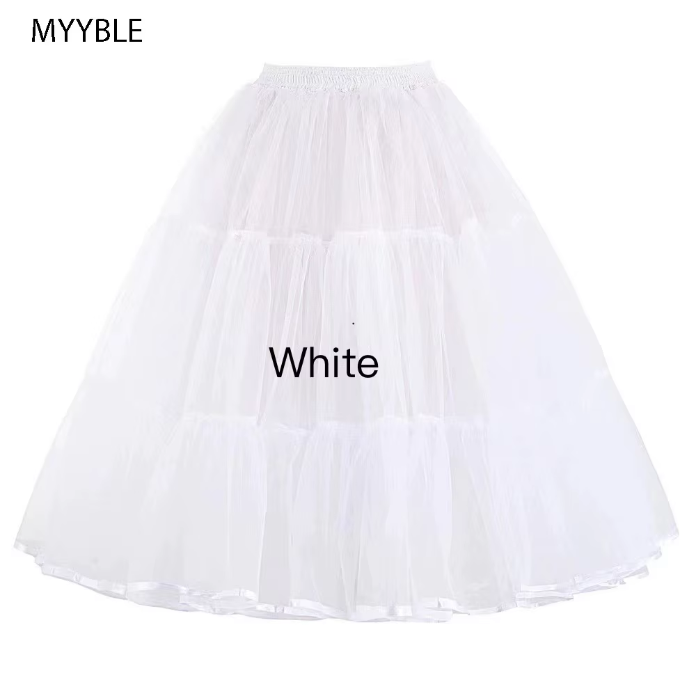 Jupons d'été jupe bouffante en Organza rétro robe Vintage sous-jupes femmes cerceaux grande taille danse Crinoline jupon blanc