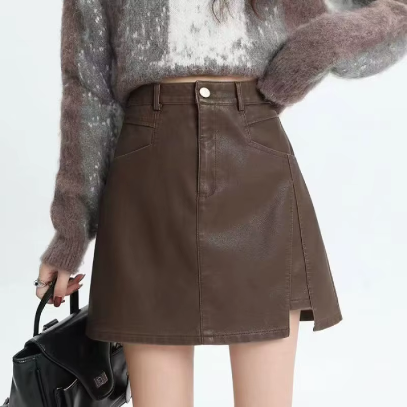 Jupe en cuir jupe courte taille haute jupe femme