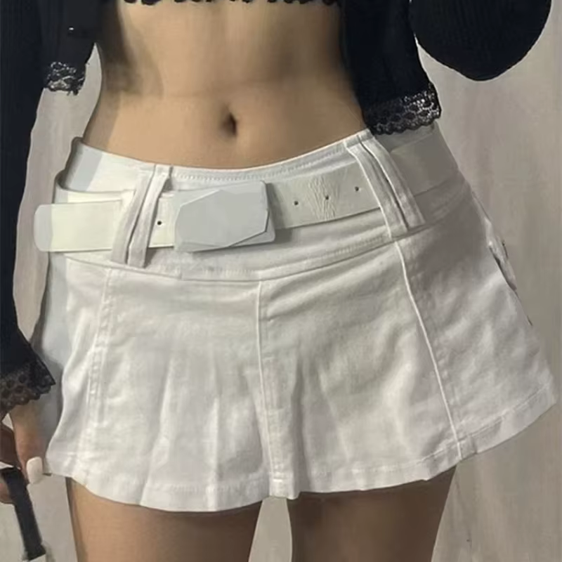 Y2K Grunge esthétique gothique Kawaii jupes mode Vintage Punk faible hausse poche Patchwork une ligne jupe courte femmes Streetwear