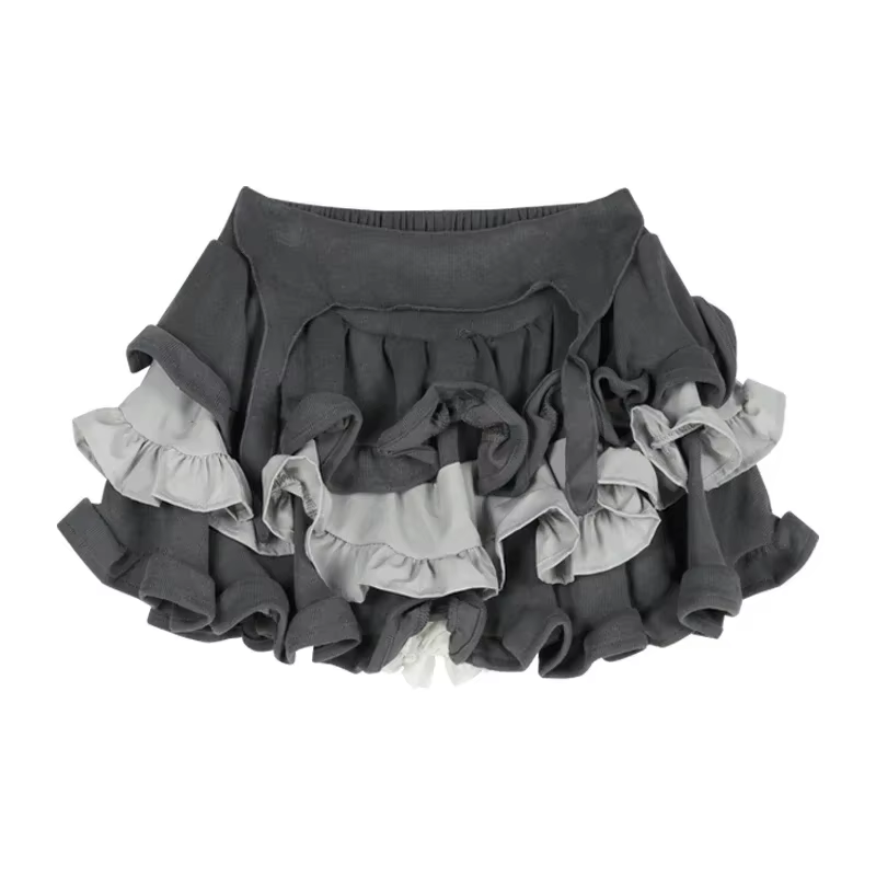 Gâteau bouffant jupes femmes conçu Hotsweet fille a-ligne gris Baggy mignon plis tout-match Mini Y2k jupe femme élégant Ulzzang Chic