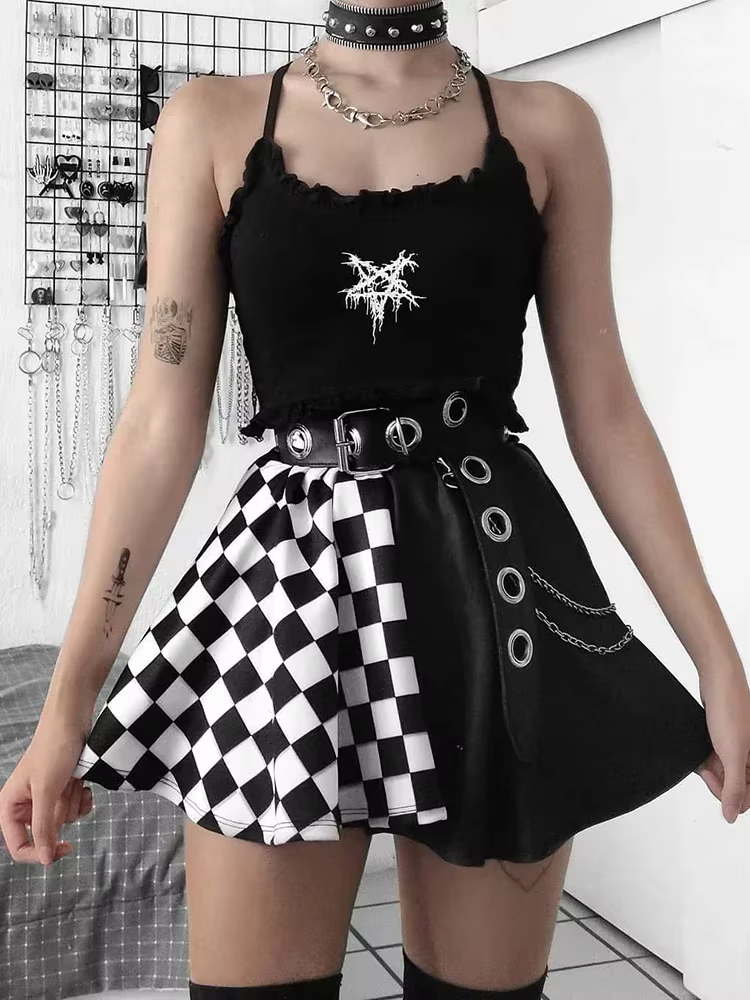 Mini Jupe Plissée à Carreaux pour Femme