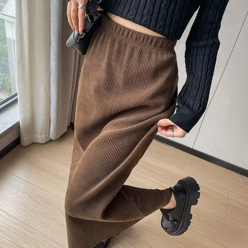 Plus velours jupes droites femmes automne hiver