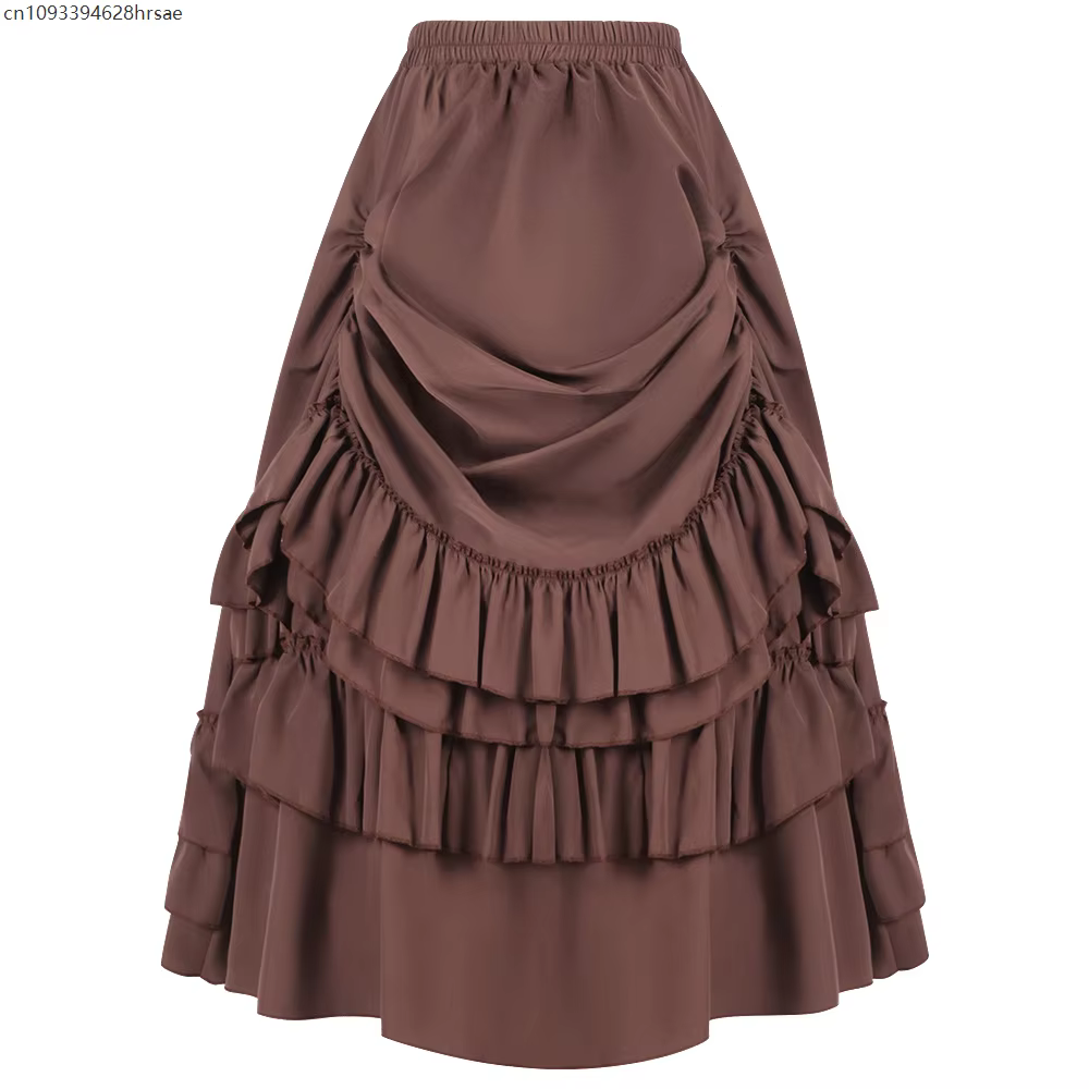 Femmes Steampunk gâteau jupe Rock gothique avec cravate cintrée Vintage victorien fête femme plis décontracté nouvelle