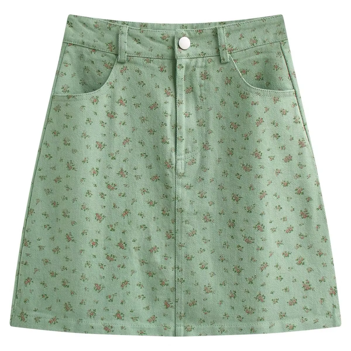 Mini jupe trapèze en denim à fleurs pour femmes