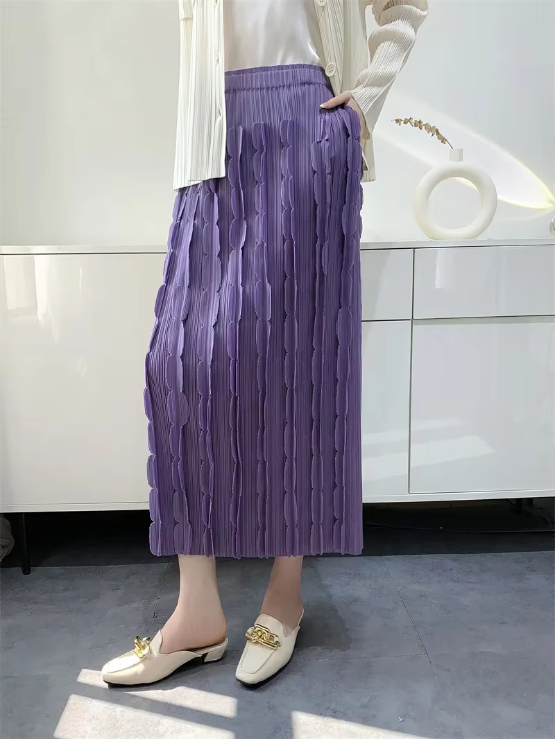 Demi-jupe plissée pour femmes, décoration stéréoscopique, confortable, décontractée, mode, solide, conception de documents, automne, nouveau, 2024