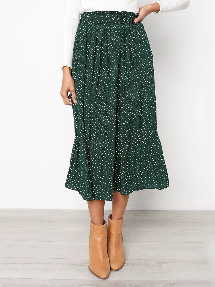 Jupe mi-longue plissée à imprimé Floral pour femmes, taille haute élastique, poches latérales, bas féminin élégant, été 2023