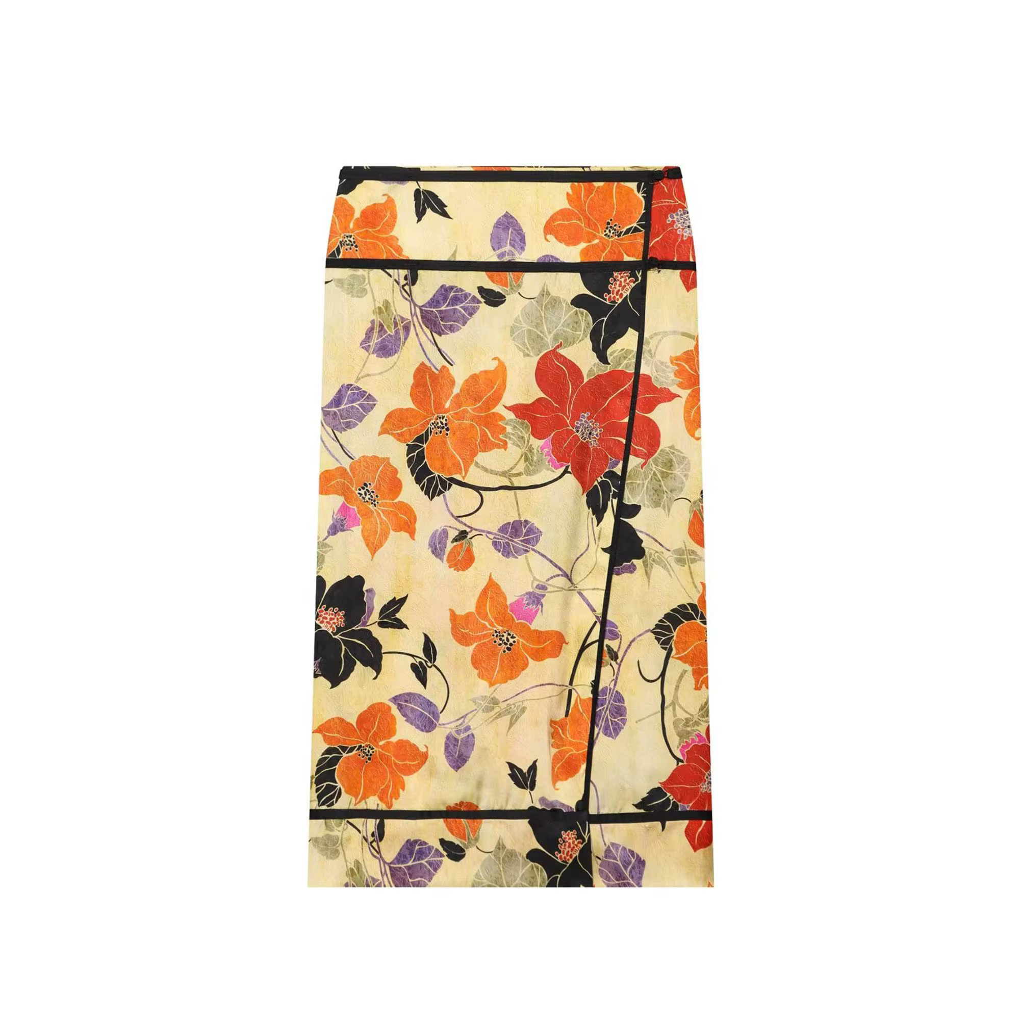 Jupe midi élégante en satin imprimé pour femme