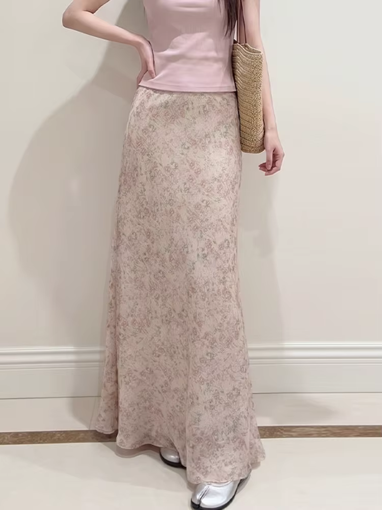 Jupes longues florales élégantes et décontractées pour femmes, style doux, coupe régulière, matières coton et polyester, parfaites pour l'été et toutes occasions